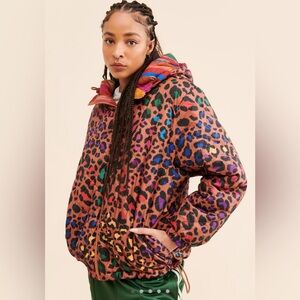 FARM Rio Multi-Spot Leopard Print Hooded Puffer Jacket